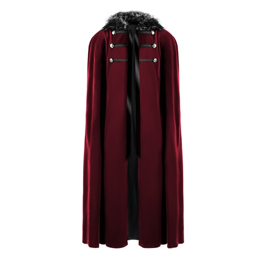 Mens' Retro Medieval Hooded Cape Renaissance Robe Viking Cloak Halloween Costume