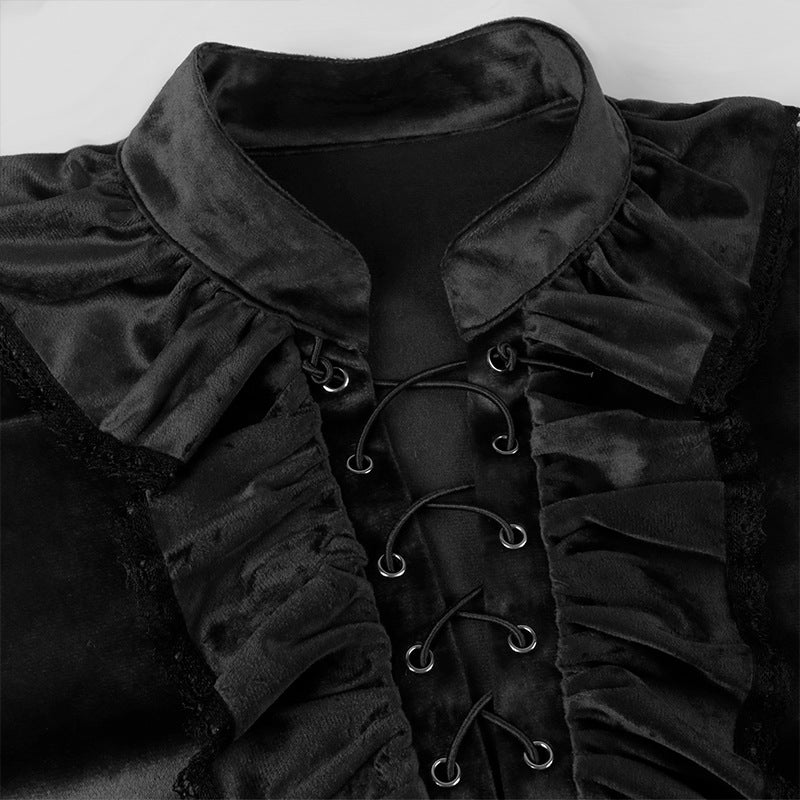 Men's Ruffled Velvet Shirt - Vintage Medieval Steam Punk Victorian Attire