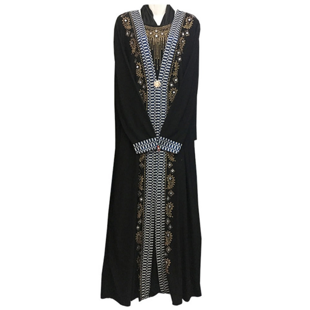 Elegant Arabian Women's Beaded Prayer Robe - Stunning Dubai Middle East Islamic Headscarf and Muslim Dress