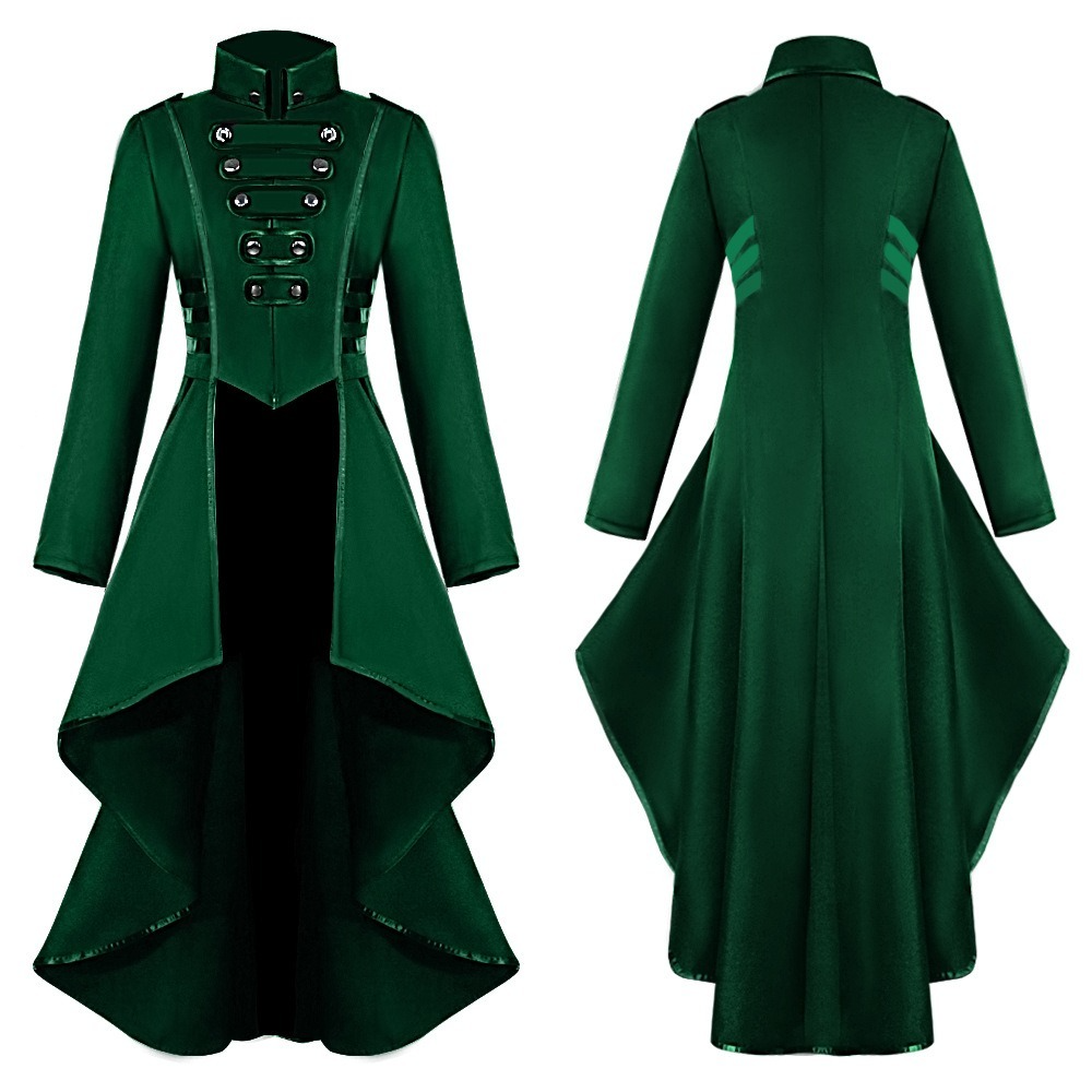 Women Steampunk Tailcoat Jacket Medieval Gothic Victorian Coat Halloween Costume