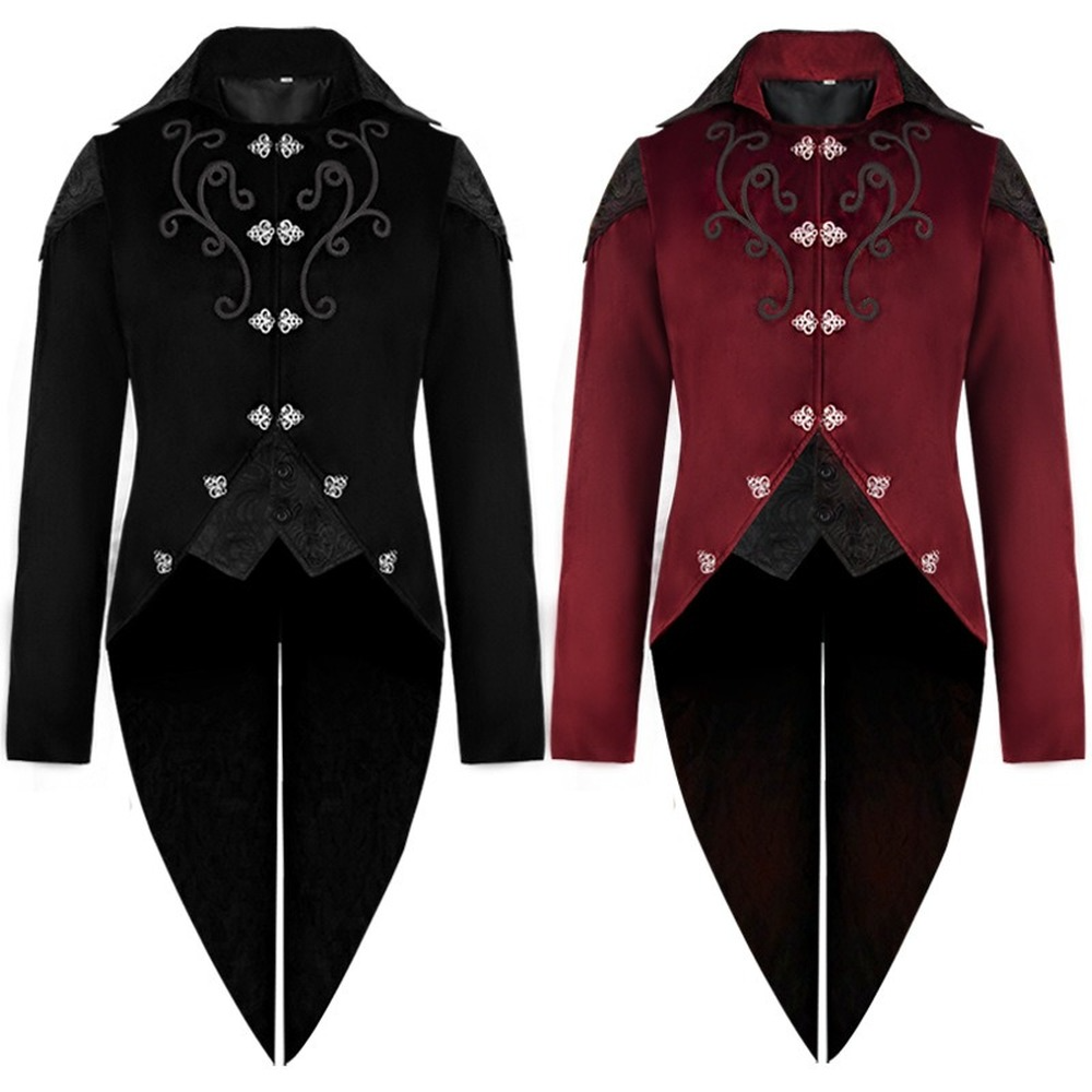 Men Victorian Tailcoat Steampunk Medieval Jacket Gothic Coat Halloween ...