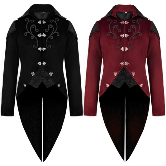 Men Victorian Tailcoat Steampunk Medieval Jacket Gothic Coat Halloween Costume