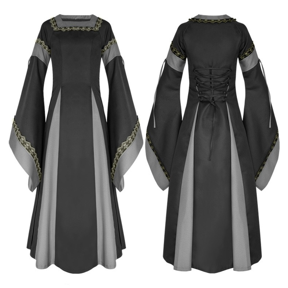 Women Irish Renaissance Medieval Dress Halloween Costume Retro Party Gothic Gown