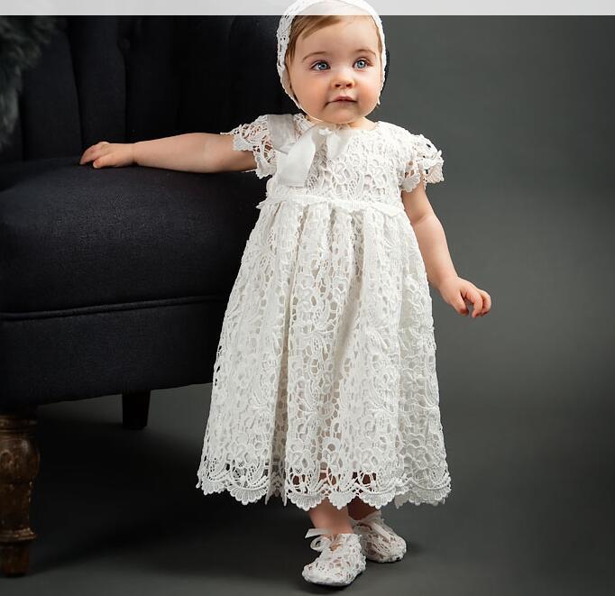 Baby Girls Baptism Dress Christening Gown Blessing Dress with Bonnet